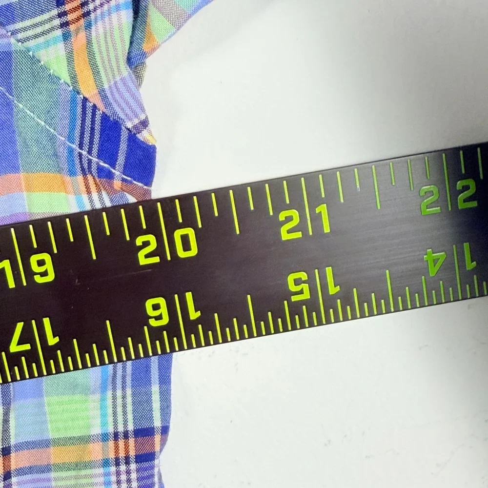 Ralph Lauren Button Down Shirt Boys L 14-16 Multicolor Madras Plaid Prep Pony
